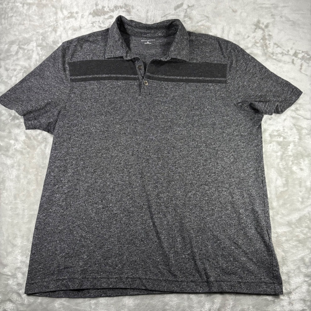 Banana Republic Mens XL Polo Shirt Gray Heathered Short Sleeve Chest Stripe